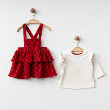 Eslenza Girls 2 pcs Log sleeve Top With Dungarees