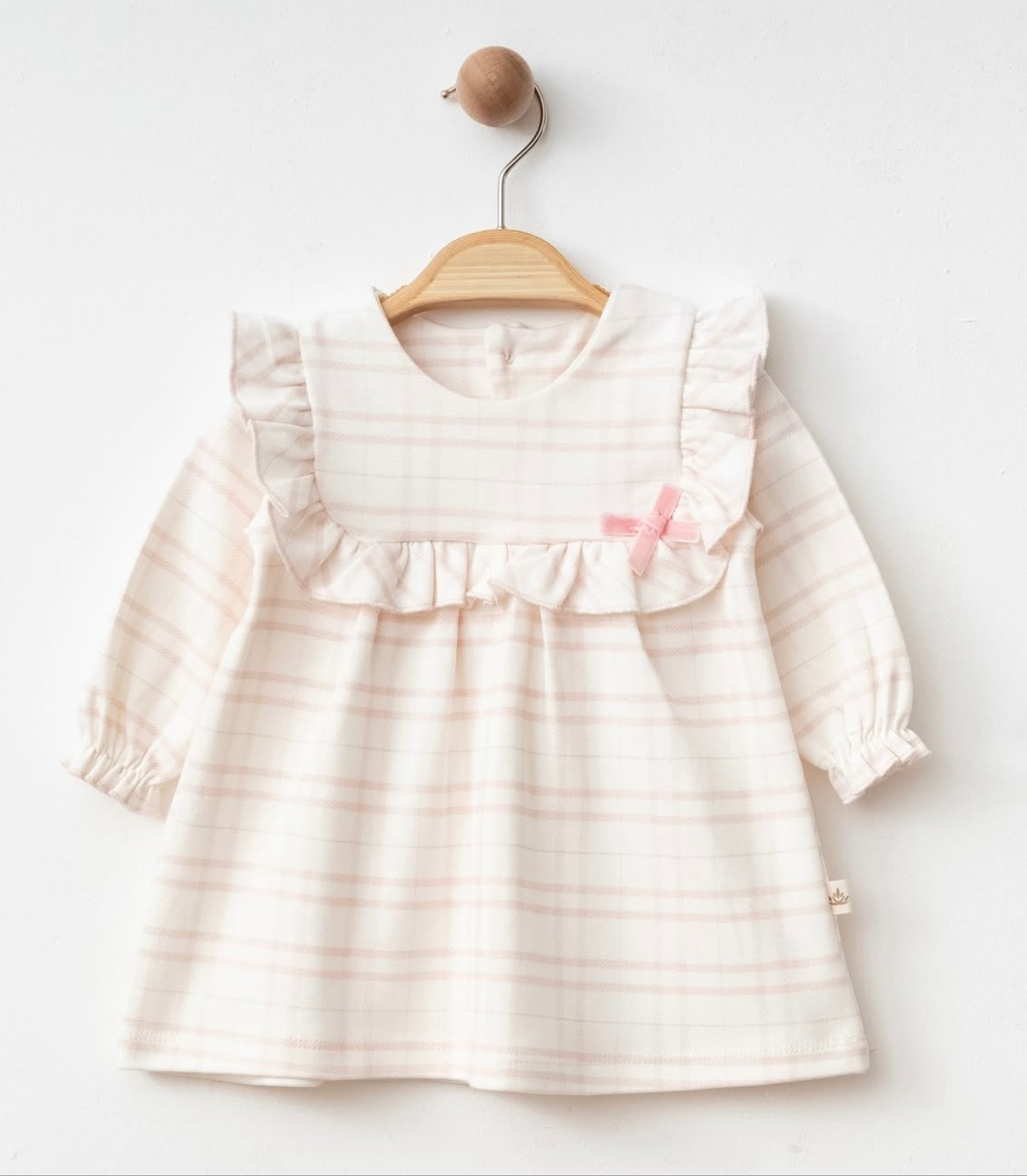 Eslenza Girl White & Pink Long Sleeve Dress