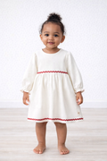 Eslenza Girl White & Red Long Sleeve Dress
