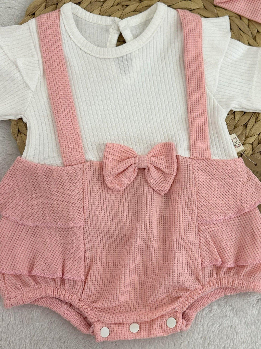 Bebingo Riffled Bodysuit With Headband  Pink