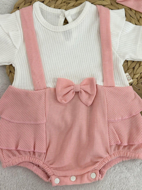 Bebingo Riffled Bodysuit With Headband  Pink