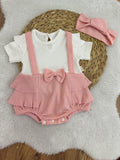 Bebingo Riffled Bodysuit With Headband  Pink