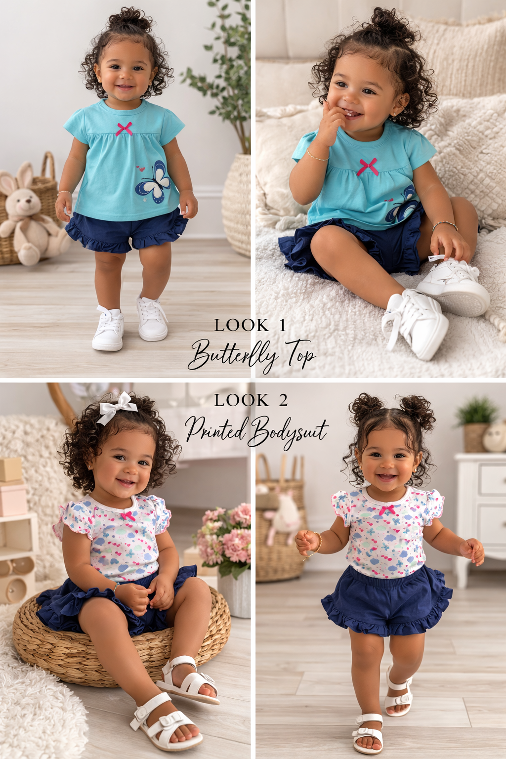 Pl. Baby 3 Pcs Girl Top & Down With Bodysuit