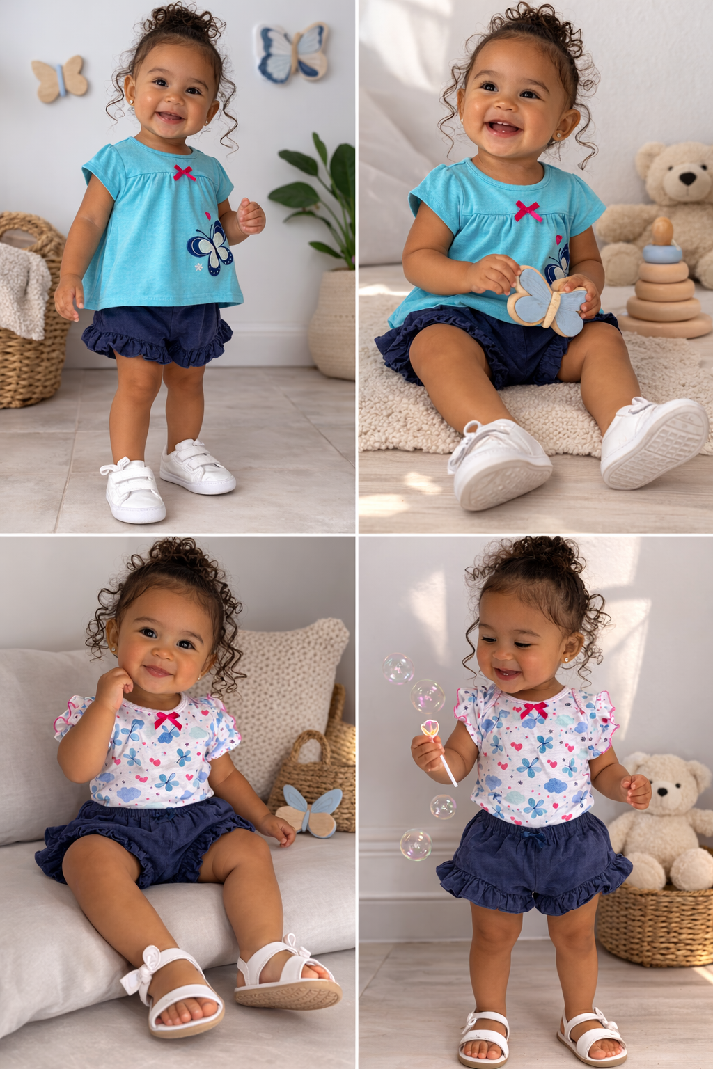 Pl. Baby 3 Pcs Girl Top & Down With Bodysuit