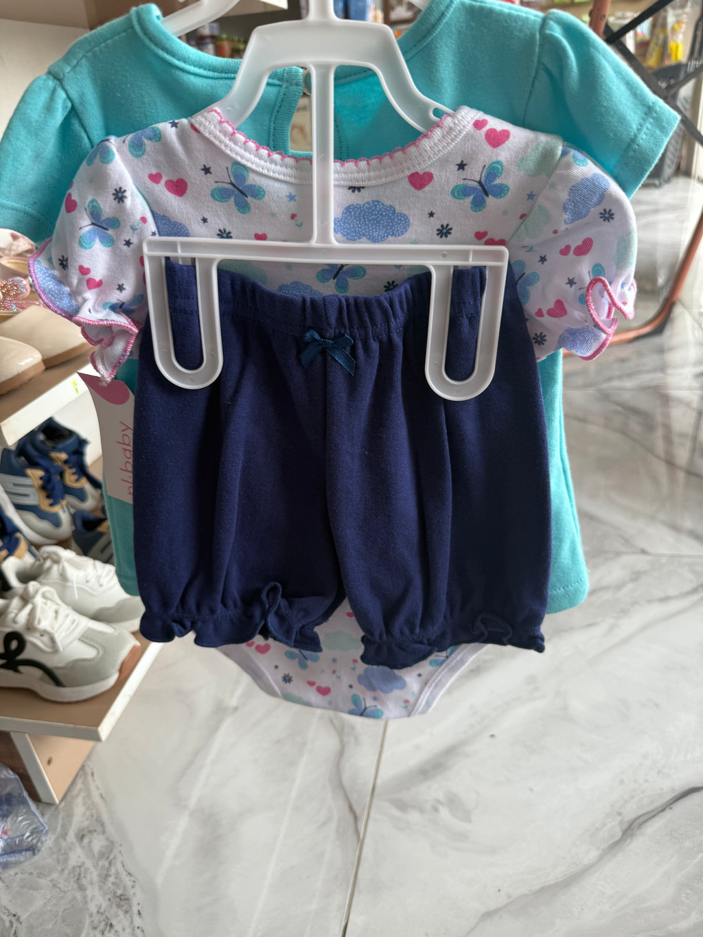 Pl. Baby 3 Pcs Girl Top & Down With Bodysuit
