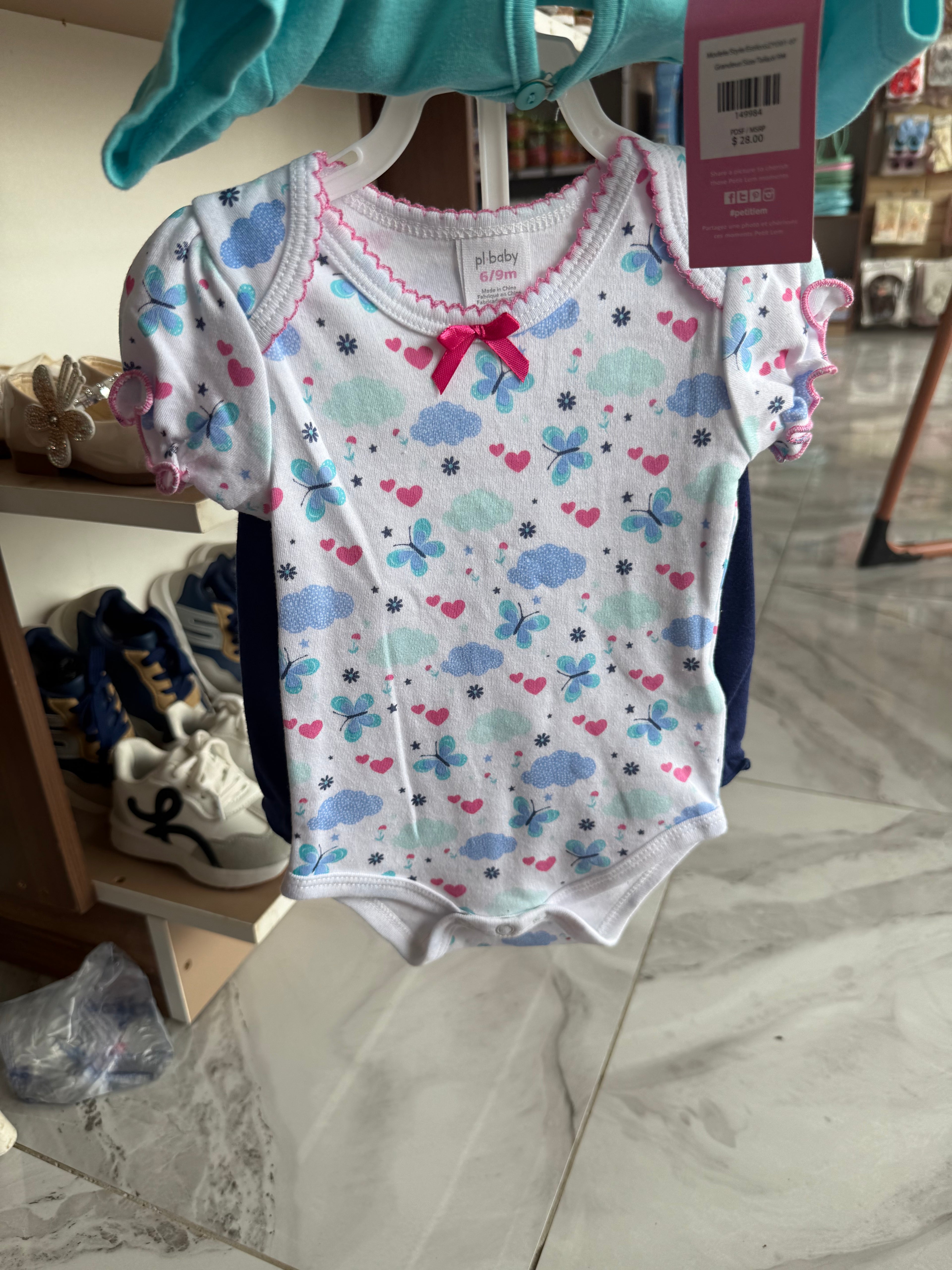 Pl. Baby 3 Pcs Girl Top & Down With Bodysuit