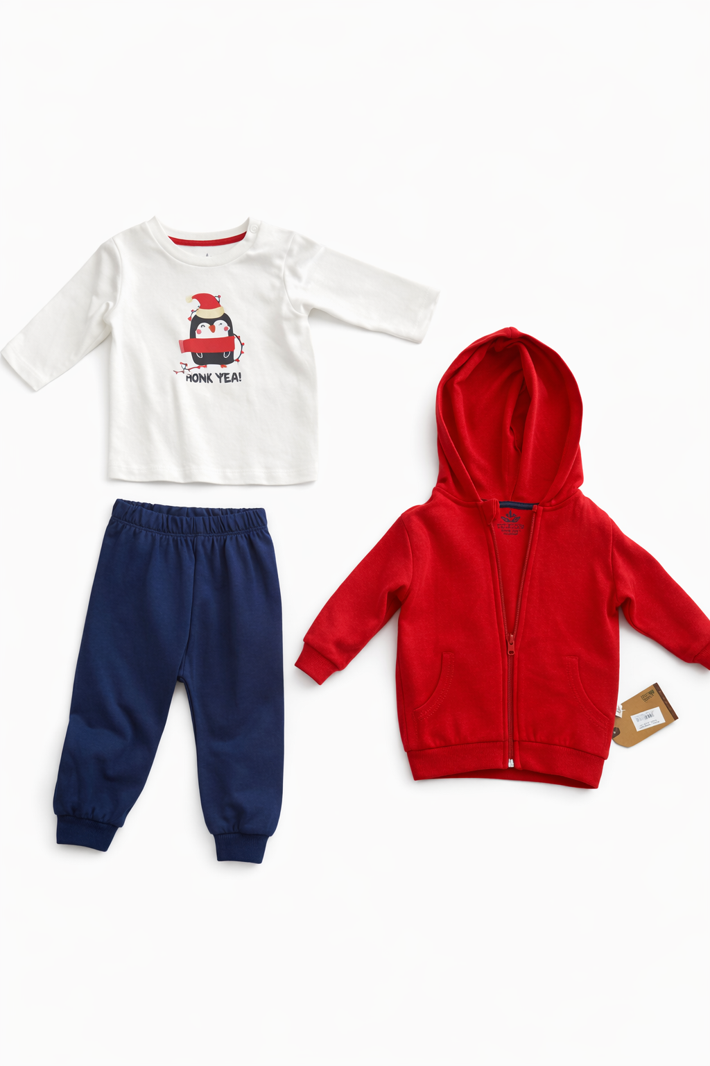 Eslenza 3 Pcs New Year Set With Hooded Jacket And Long Sleeves Inner