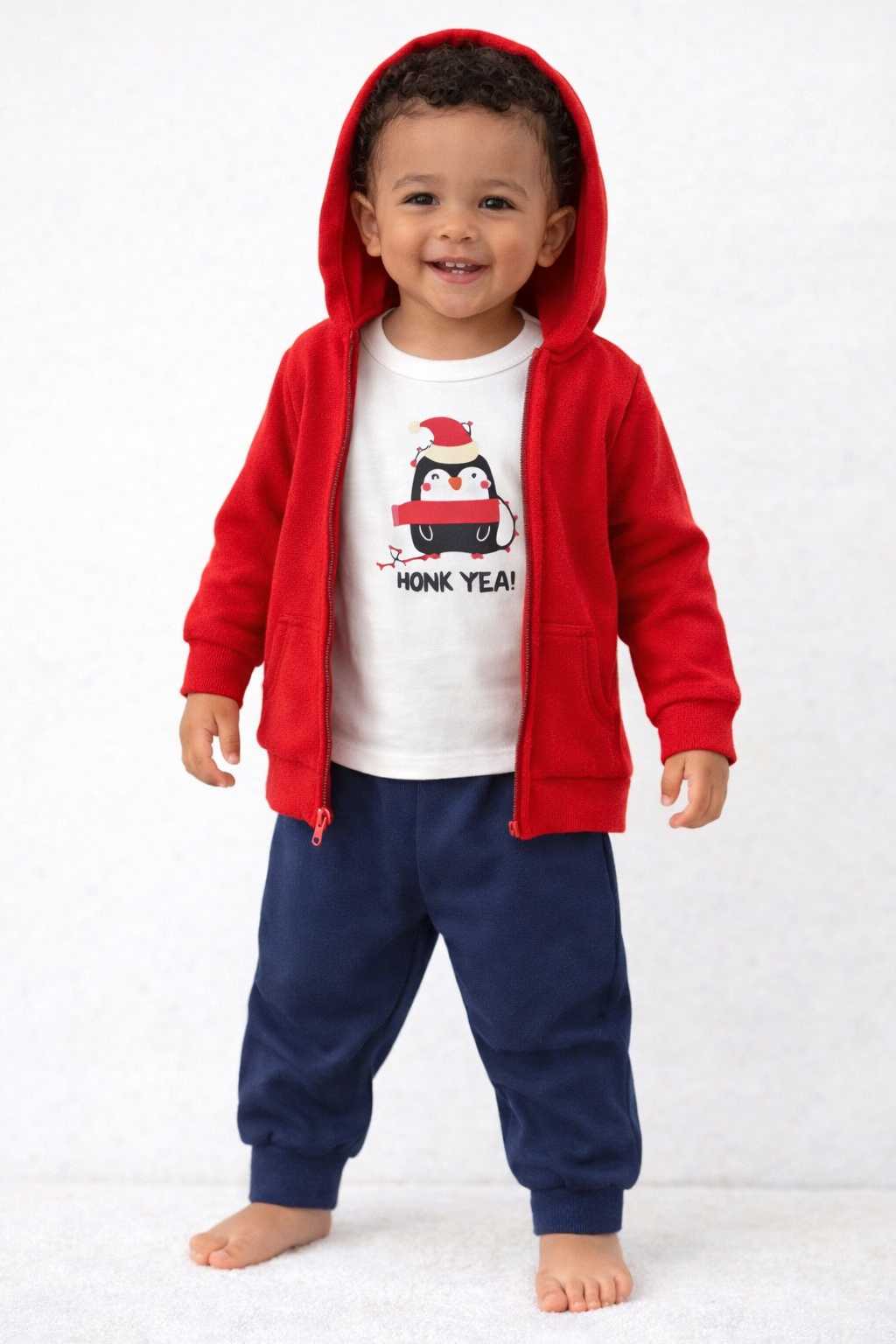 Eslenza 3 Pcs New Year Set With Hooded Jacket And Long Sleeves Inner
