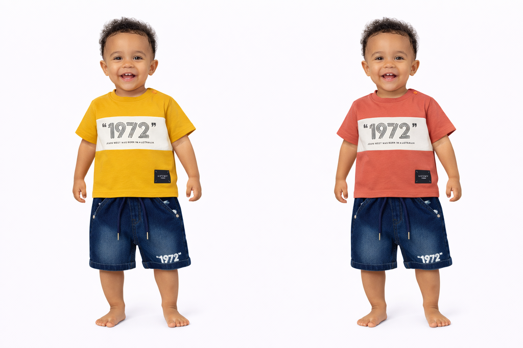 Lytxt 2 Pcs Boys 1972 Top And Jeans Shorts