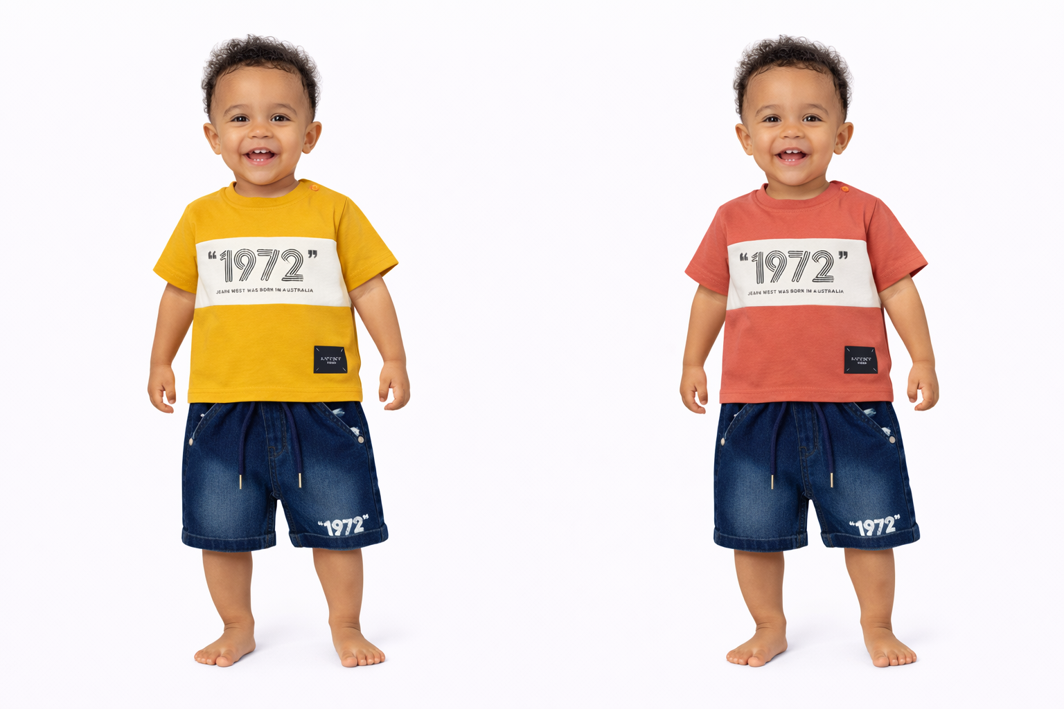Lytxt 2 Pcs Boys 1972 Top And Jeans Shorts